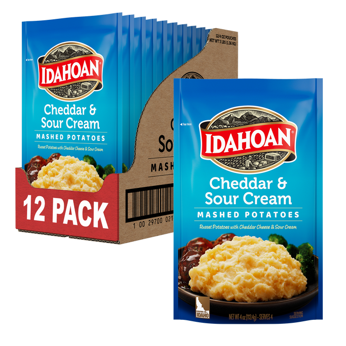 Idahoan® Cheddar & Sour Cream Mashed Potatoes, 4 oz (Pack of 12)
