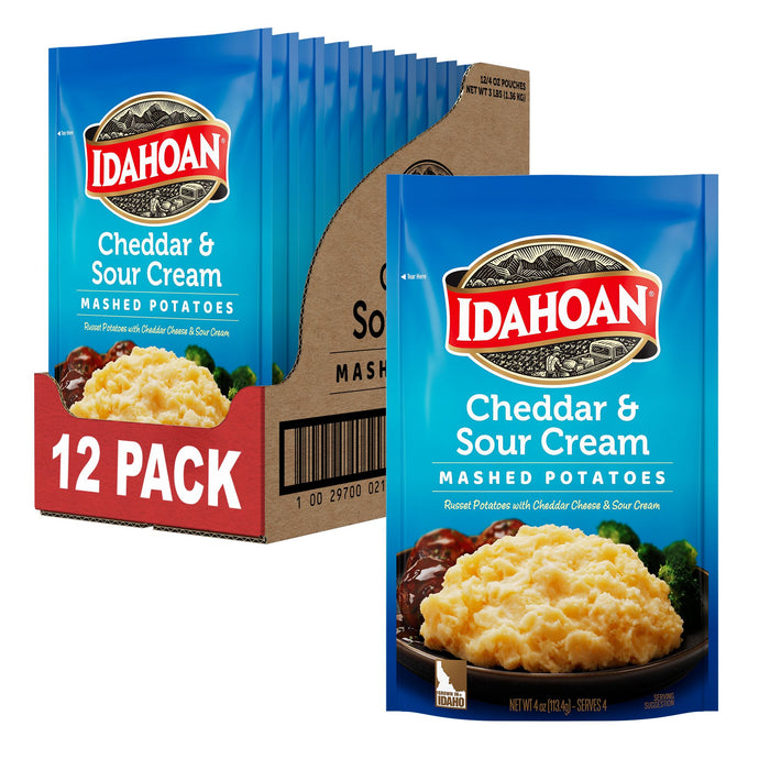 Idahoan® Cheddar & Sour Cream Mashed Potatoes, 4 oz (Pack of 12)