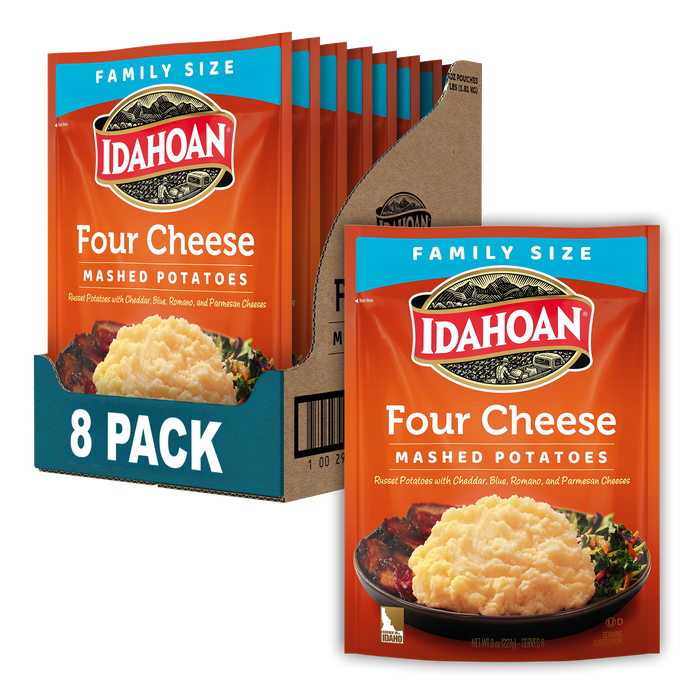 Idahoan® Four Cheese Mashed Potatoes Family Size, 8 oz (Pack of 8)