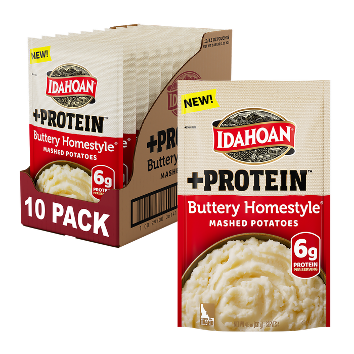 Idahoan Buttery Homestyle + Protein Mashed Potatoes, 4.6 oz (Pack of 10)
