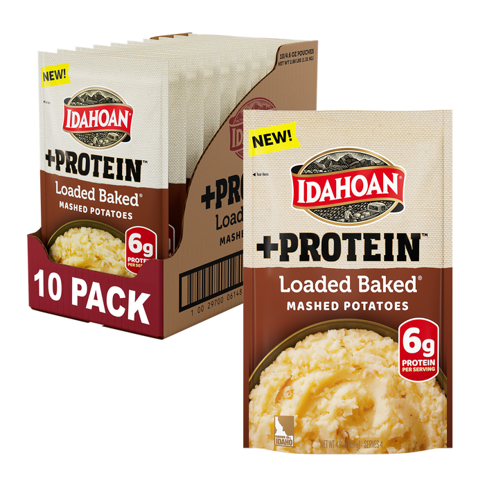 Idahoan Loaded Baked + Protein Mashed Potatoes, 4.6 oz (Pack of 10)