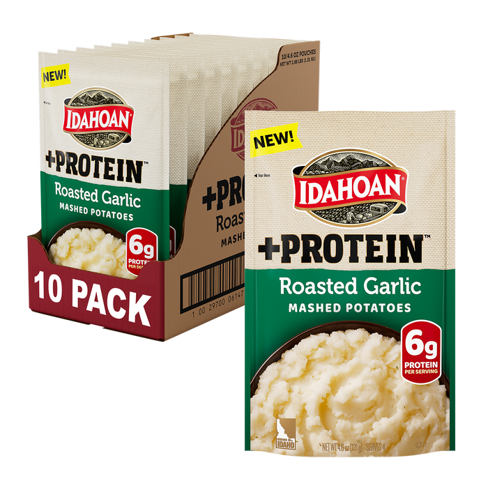 Idahoan Roasted Garlic + Protein Mashed Potatoes, 4.6 oz (Pack of 10)
