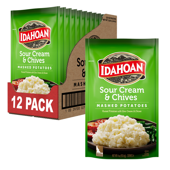 Idahoan® Sour Cream & Chives Mashed Potatoes, 4 oz (Pack of 12)