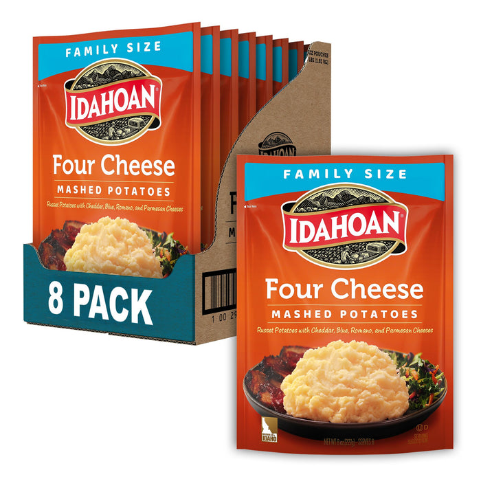 Idahoan® Four Cheese Mashed Potatoes Family Size, 8 oz (Pack of 8)