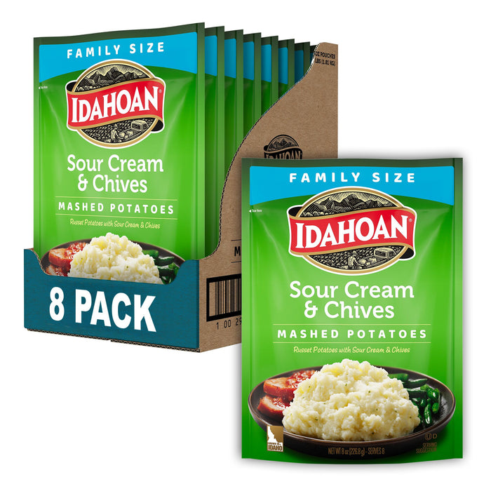 Idahoan Sour Cream & Chives Mashed Potatoes Family Size, 8 oz (Pack of (Pack of 8))