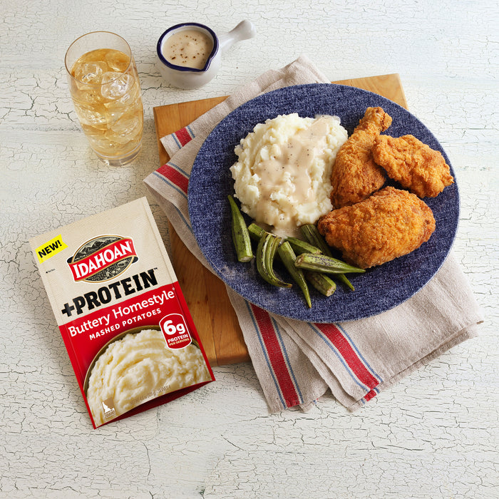 Idahoan Buttery Homestyle + Protein Mashed Potatoes, 4.6 oz (Pack of 10)