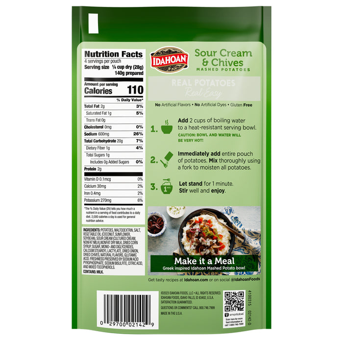 Idahoan® Sour Cream & Chives Mashed, 4 oz (Single Pouch)