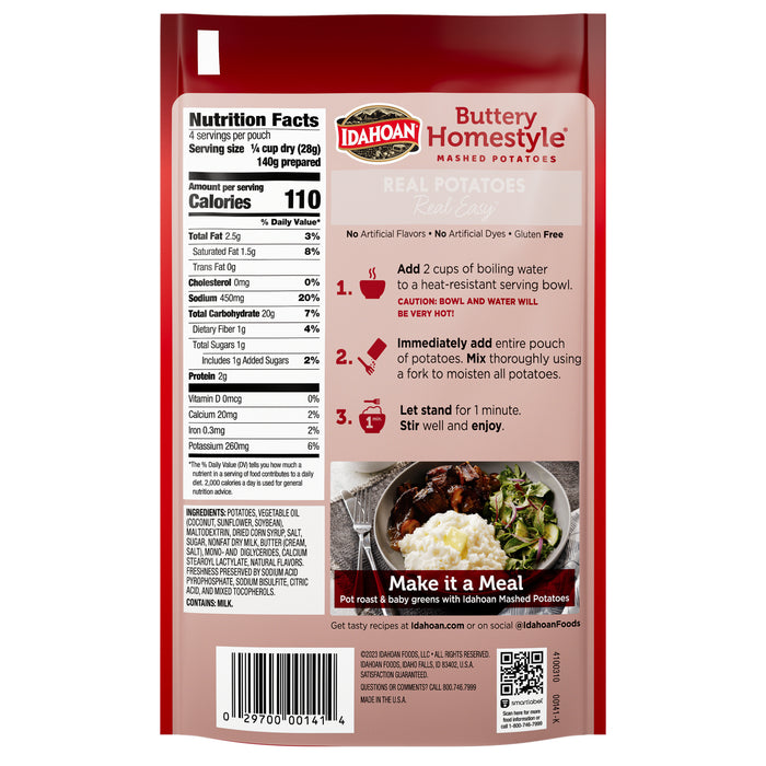 Idahoan Buttery Homestyle® Mashed Potatoes, 4oz (Single Pouch)