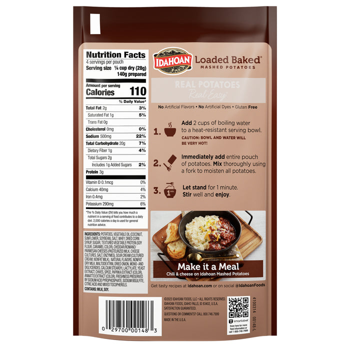 Idahoan Loaded Baked® Mashed, 4 oz (Single Pouch)