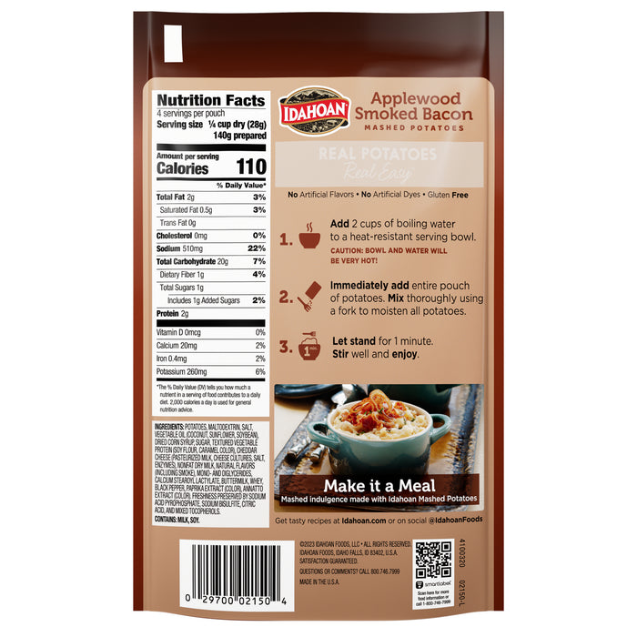 Idahoan® Applewood Smoked Bacon Mashed, 4 oz (Single Pouch)