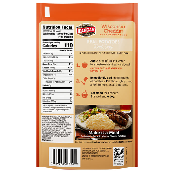 Idahoan Wisconsin Cheddar Mashed, 4 oz (Single Pouch)