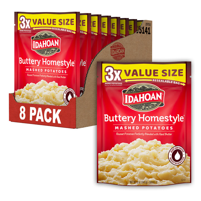 Idahoan® Buttery Homestyle® Mashed Potatoes Value Size, 12 oz (Pack of 8)