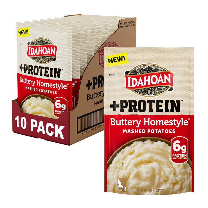 Idahoan Buttery Homestyle + Protein Mashed Potatoes, 4.6 oz (Pack of 10)