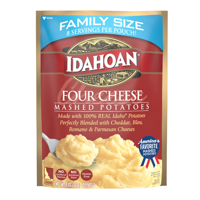Front image of Idahoan® Four Cheese Mashed Potatoes Family Size