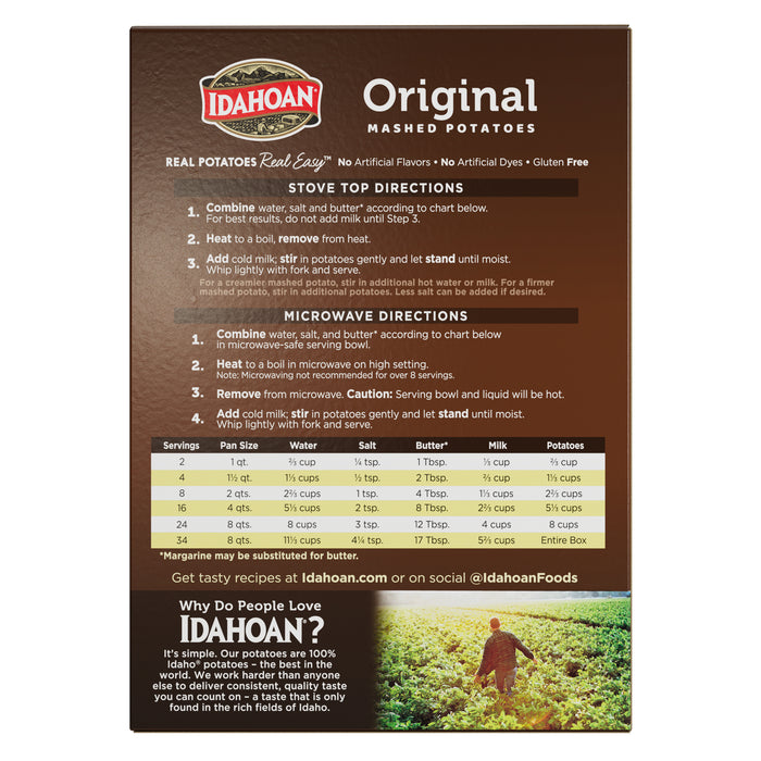 Back image of Idahoan® 26.2 oz Original Mashed Potatoes