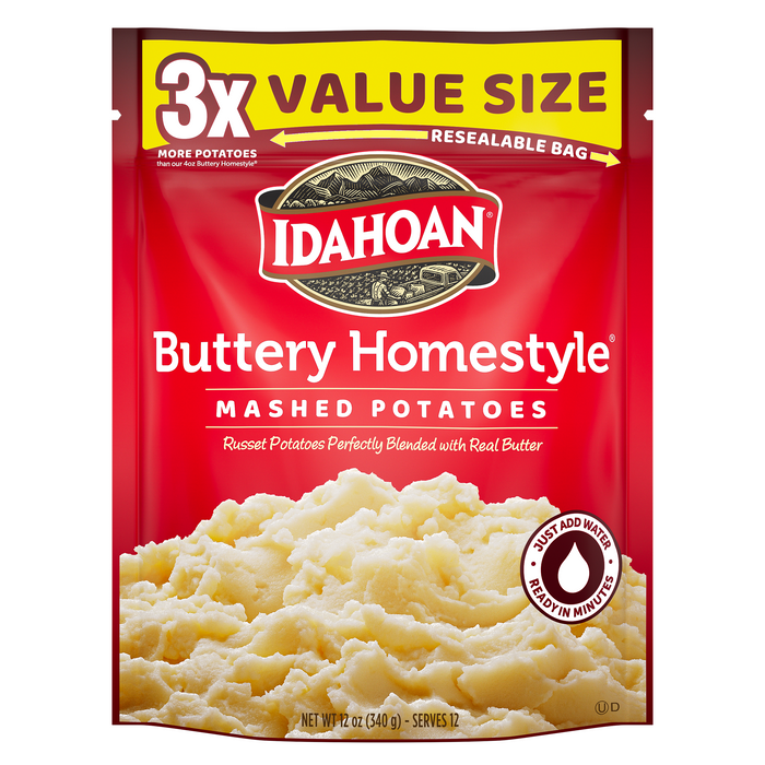 Front image of Idahoan® Buttery Homestyle® Mashed Potatoes Value Size