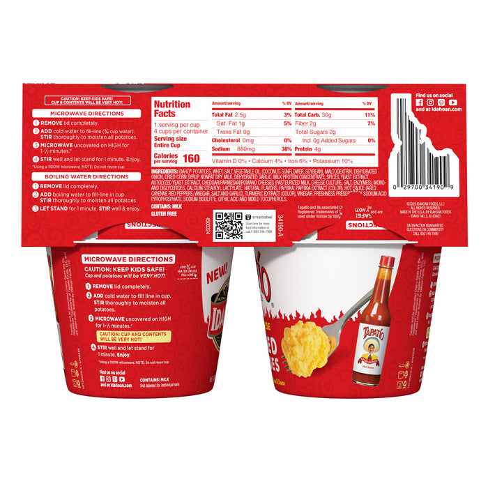 Back image of Idahoan Tapatio Mashed Potatoes Cup 4-pack