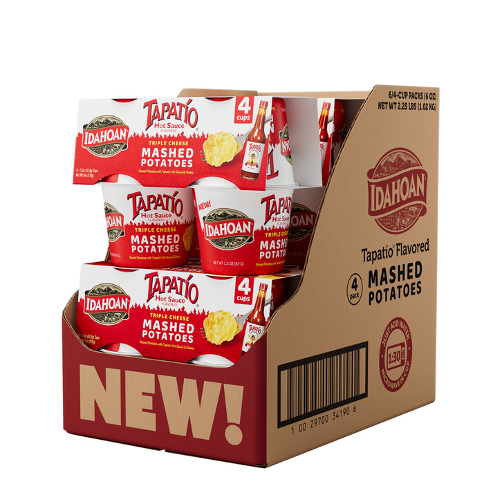 Open Case image of Idahoan Tapatio Mashed Potatoes Cup 4-pack