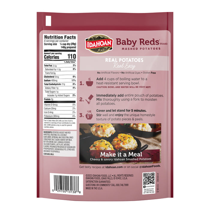 Back image of Idahoan® Baby Reds® Mashed  Potatoes Family Size