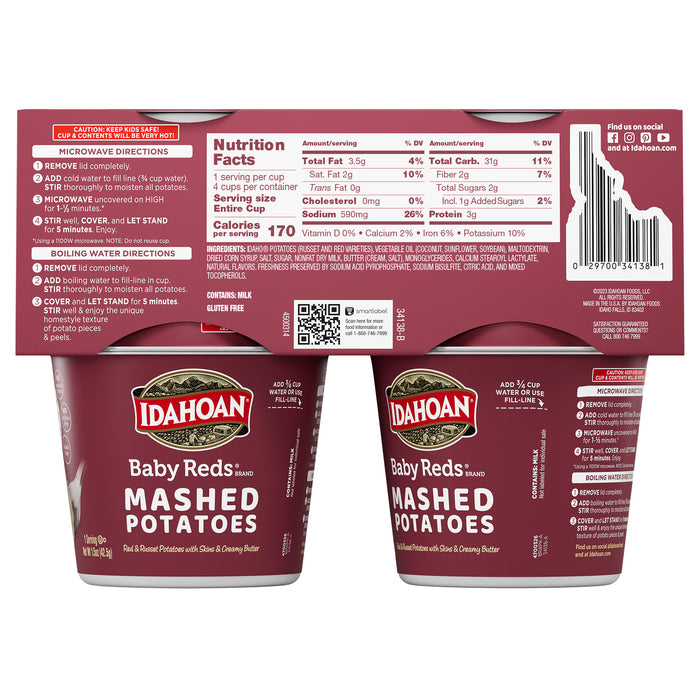 Back image of Idahoan® Baby Reds® Mashed Potatoes Cup 4-Pack