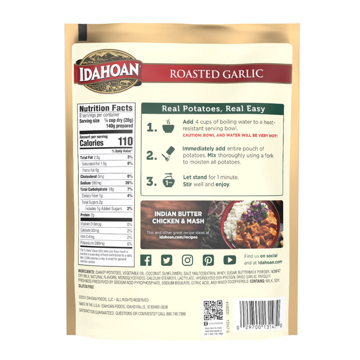 Back image of Idahoan® Roasted Garlic Mashed Potatoes Family Size