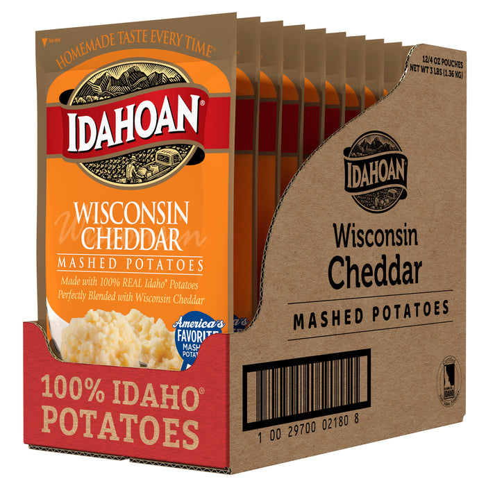 Open Case image of Idahoan® Wisconsin Cheddar Mashed Potatoes