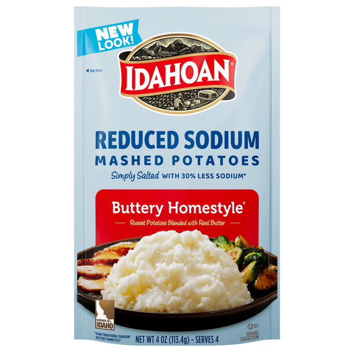 Front image of Idahoan® Buttery Homestyle® Reduced Sodium Mashed Potatoes
