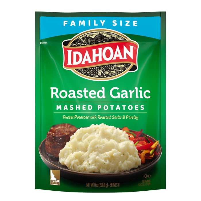 Idahoan Roasted Garlic Mashed Potatoes Family Size 8 oz Pack of 8