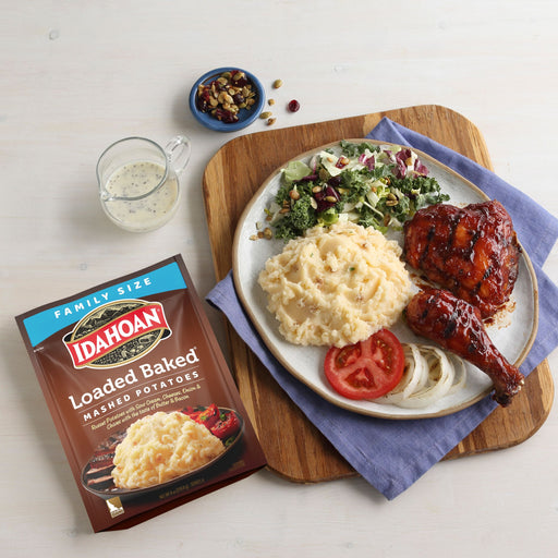 Image of cooked and plated Idahoan® Loaded Baked® Mashed Potatoes Family Size