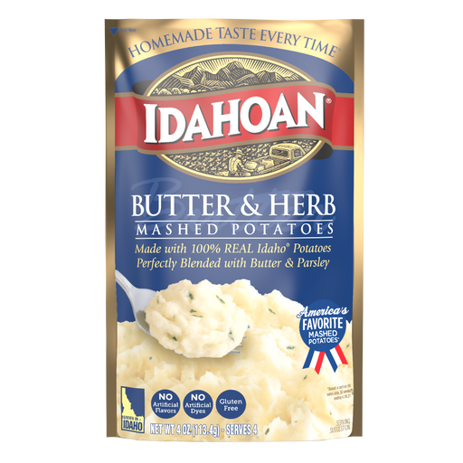 Front of pouch image of Idahoan® Butter & Herb Mashed Potatoes