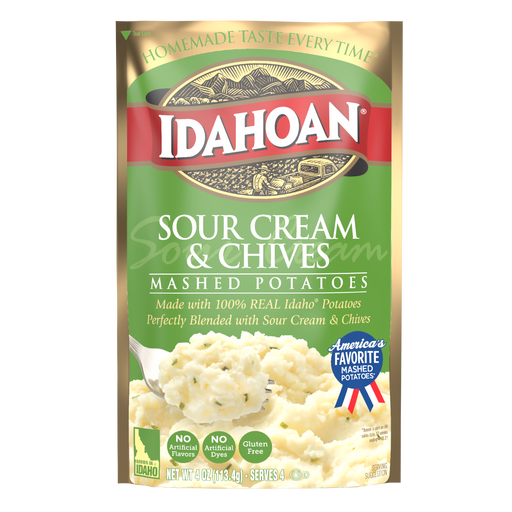 Front of pouch image of Idahoan® Sour Cream & Chives Mashed