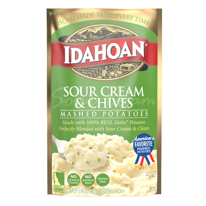 Front of pouch image of Idahoan® Sour Cream & Chives Mashed
