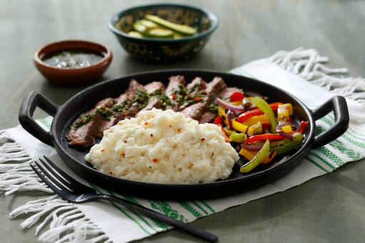 Idahoan® Monterey Pepper Jack Mashed potatoes made on a plate