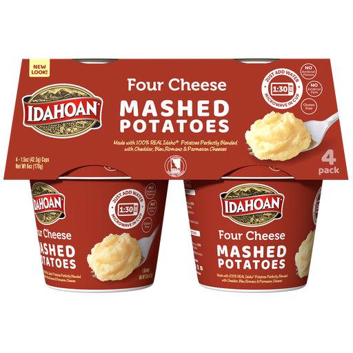 4-pack image of Idahoan® Four Cheese Mashed Potatoes Cups