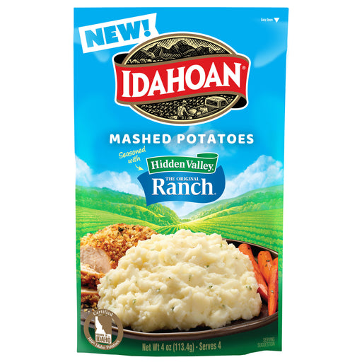 Front image of Idahoan® Mashed Potatoes seasoned with Hidden Valley® Original Ranch®