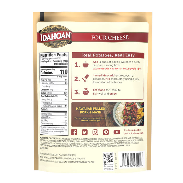 Back image of Idahoan® Four Cheese Mashed Potatoes Family Size