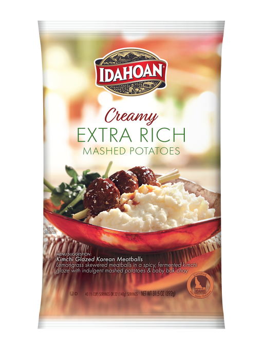 Front of pouch image of Idahoan® CREAMY Extra Rich Mashed Potatoes