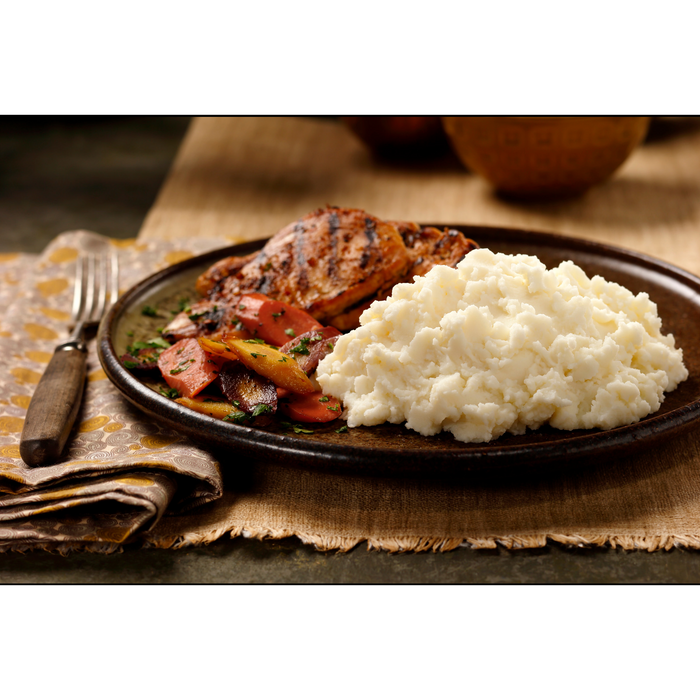 Image of cooked and plated Idahoan® Buttery Homestyle® Reduced Sodium Mashed Potatoes
