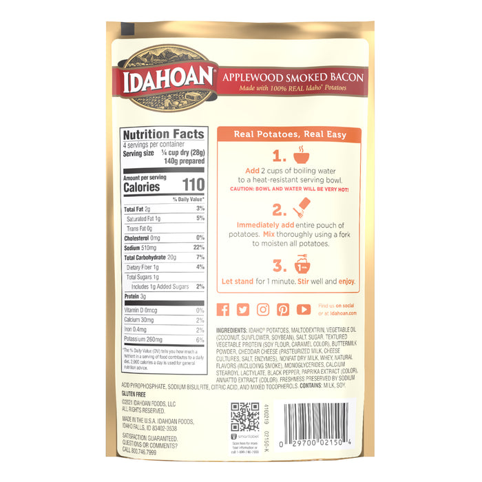 Back image of Idahoan® Applewood Smoked Bacon Mashed Potatoes