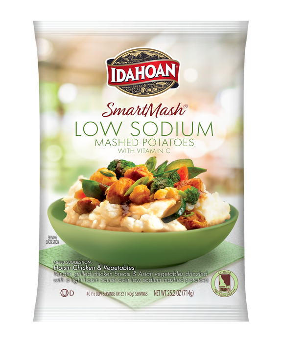 Front of pouch image of Idahoan® SMARTMASH® Low Sodium Mashed Potatoes with Vit C