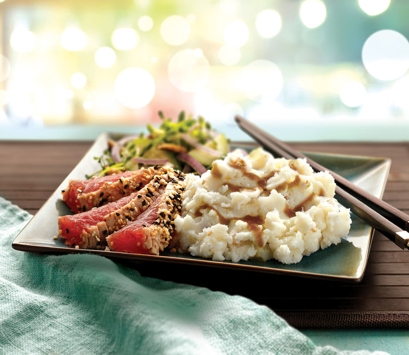 Idahoan® RUSTIC Russets Mashed Potatoes made on a plate