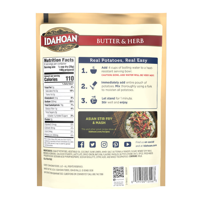 Back image of Idahoan® Butter & Herb Mashed Potatoes Family Size