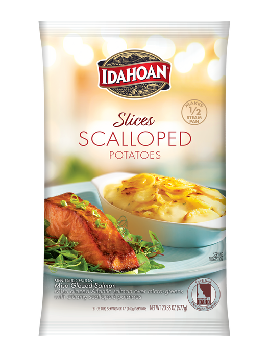 Front of pouch image of Idahoan® SLICES Scalloped Potatoes