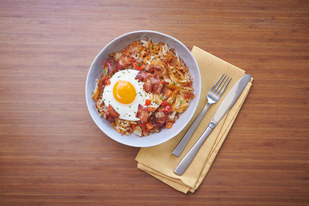 Honest Earth® Hash Brown Shredded Potatoes with a Hint of Sea Salt & Pepper made on a plate