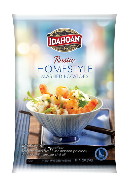 Front of pouch image of Idahoan® RUSTIC Homestyle Mashed Potatoes